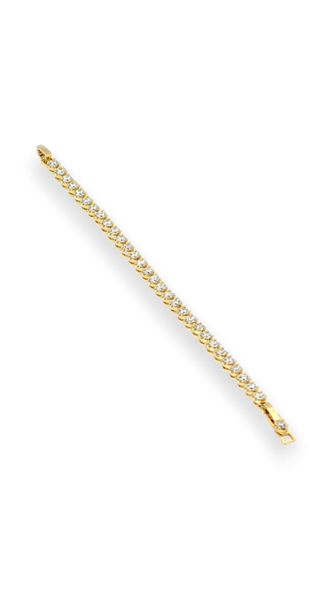 Su Yolu 4mm Taşlı Bileklik 14K Gold 20cm