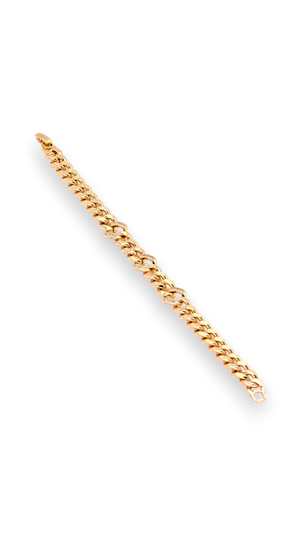 Taş Detay Ezme Gold Bileklik 19cm 