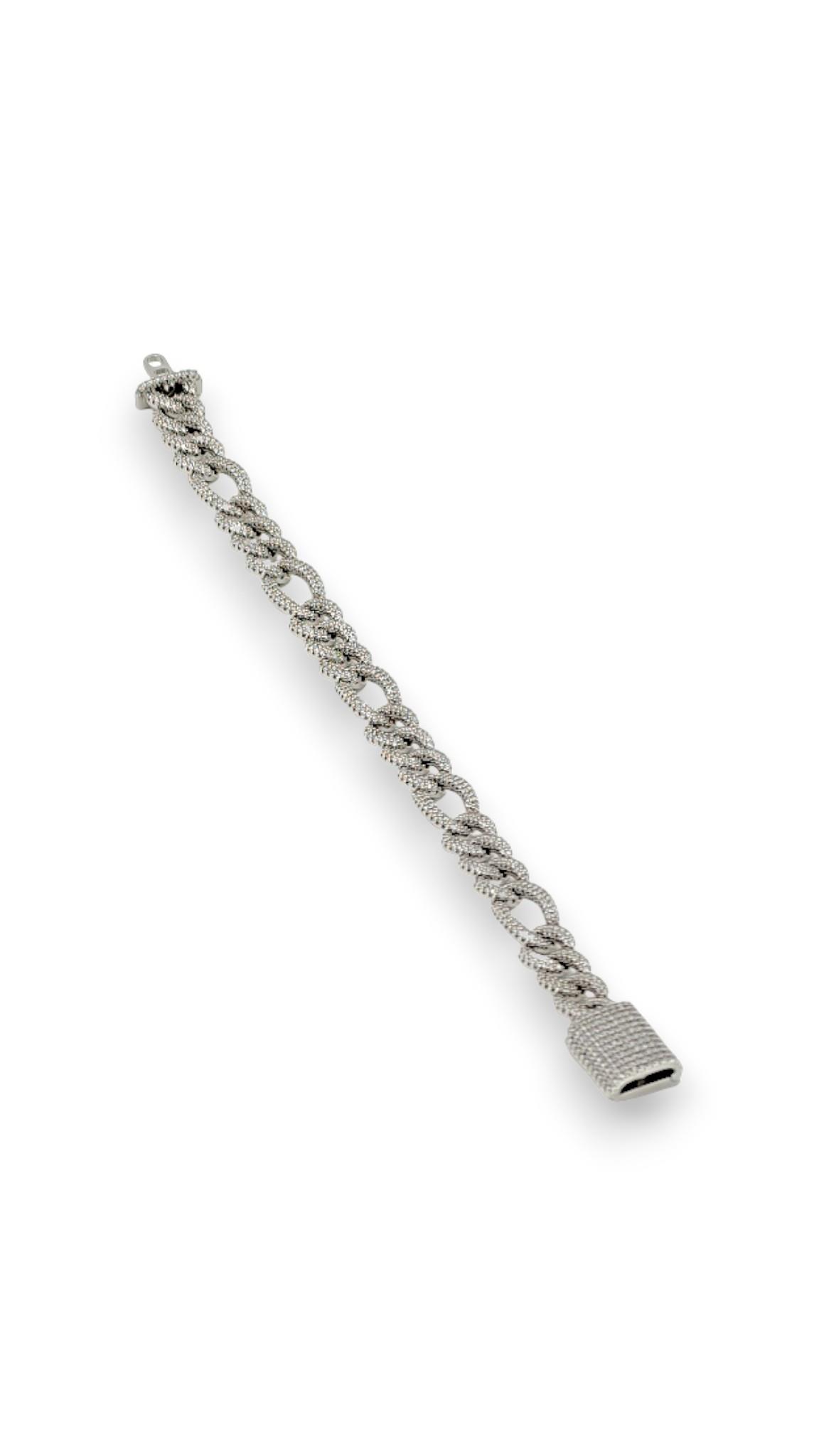 Taşlı Asma Kilit Bileklik Silver 21 cm