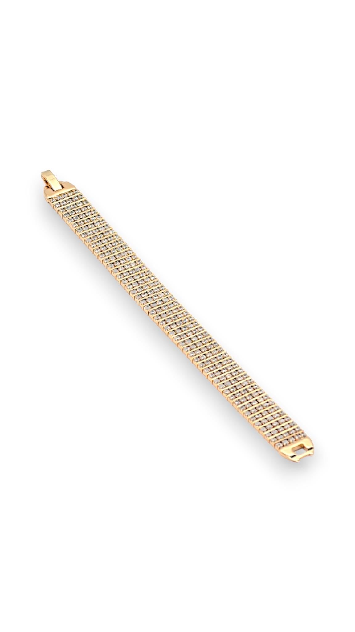 Taşlı Beş Sıralı Gold Bileklik 17cm