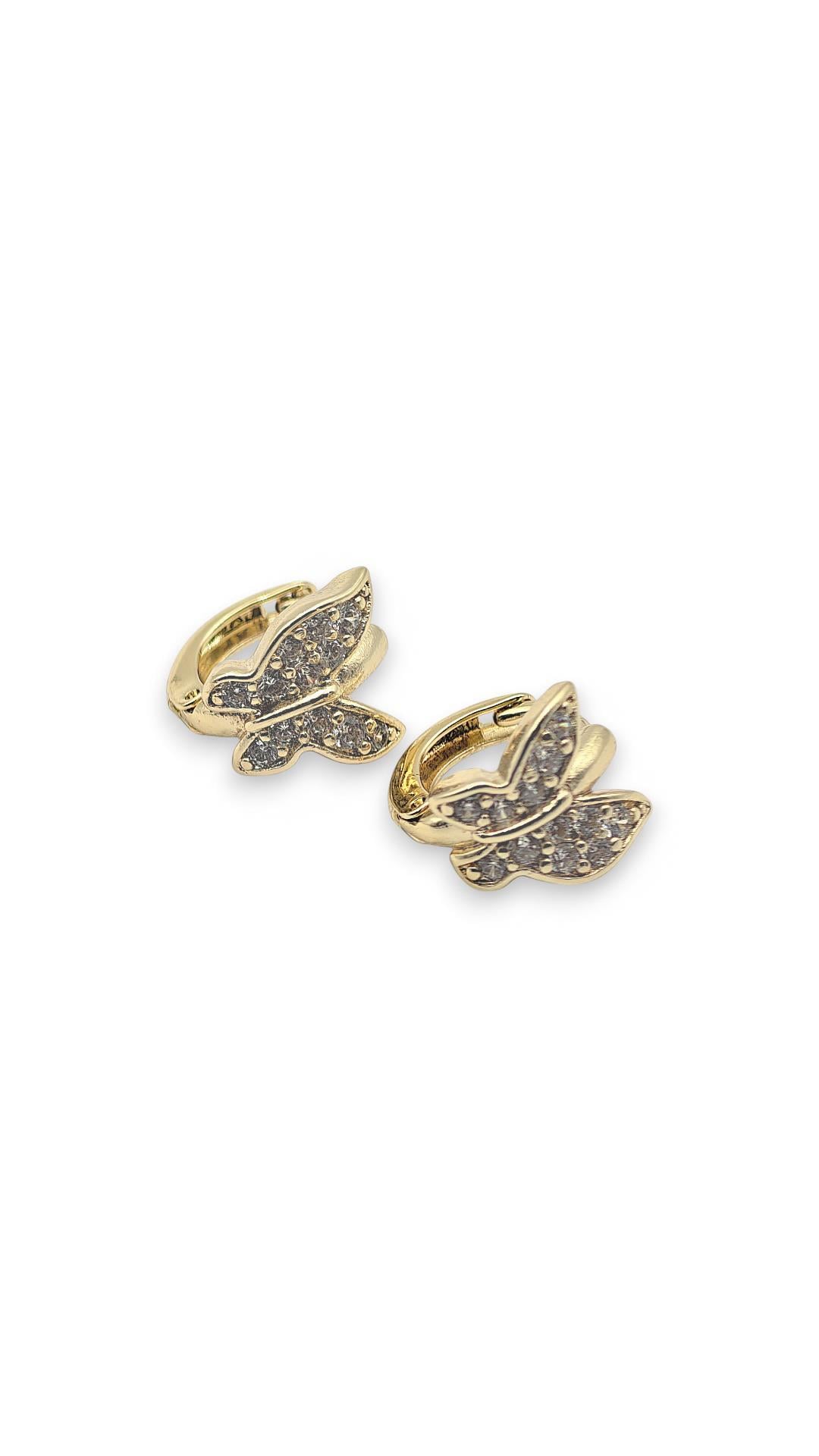 Taşlı Kelebek Çocuk Küpe 14K 1cm