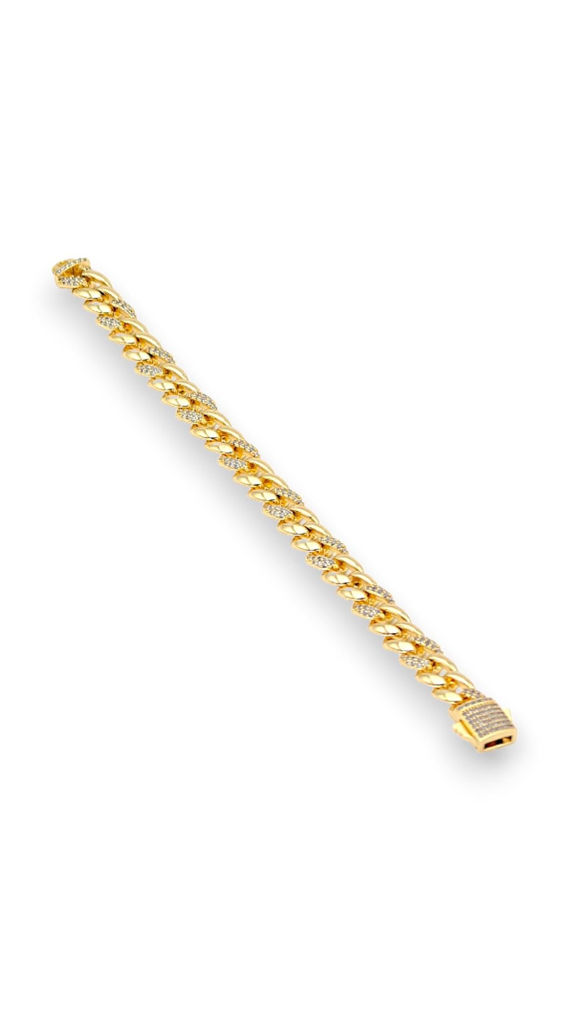 Taşlı Kilit Nostaljik Bileklik 14K Gold 20cm