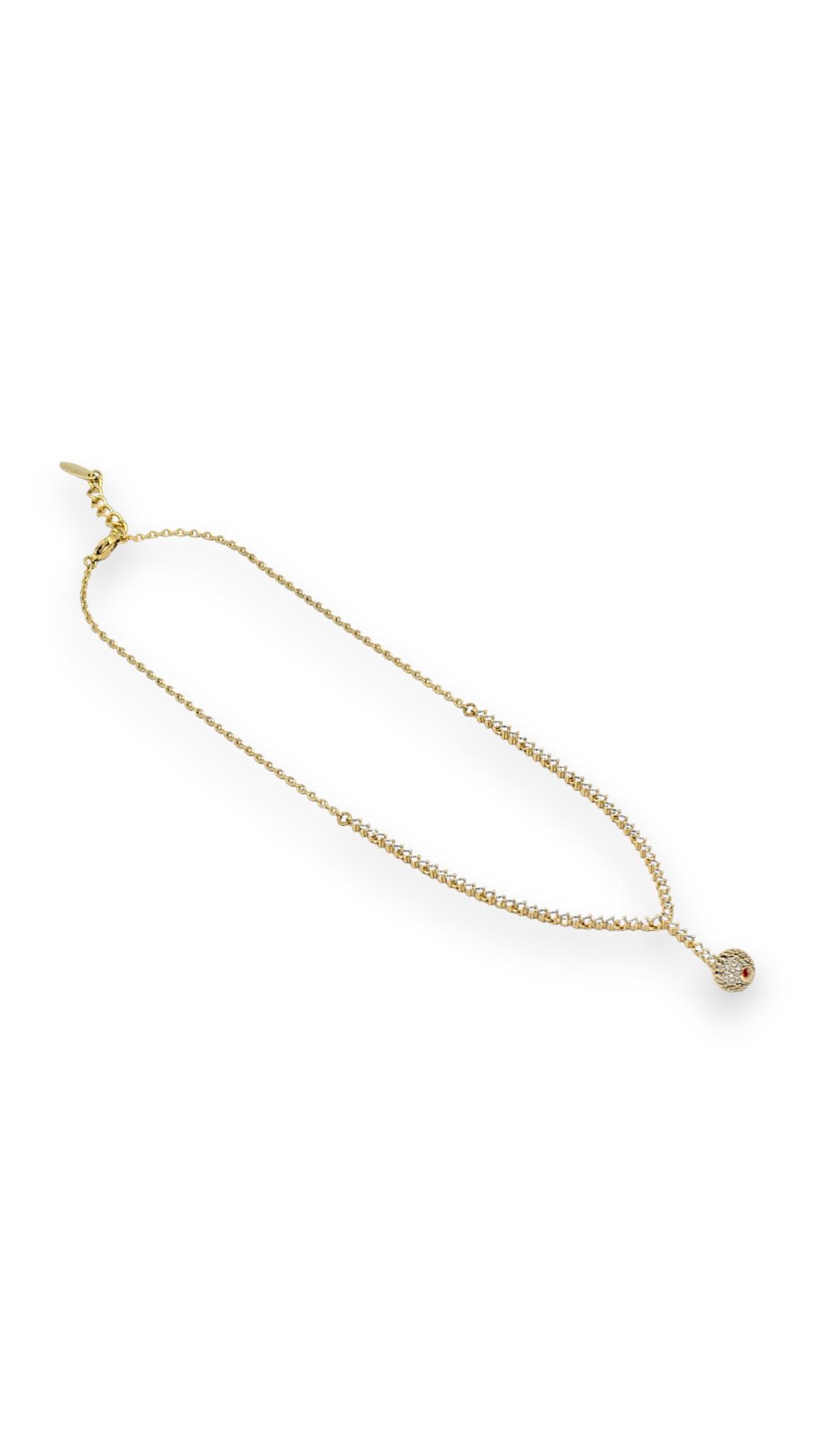 Taşlı Toplu Kolye 14K Gold 47cm