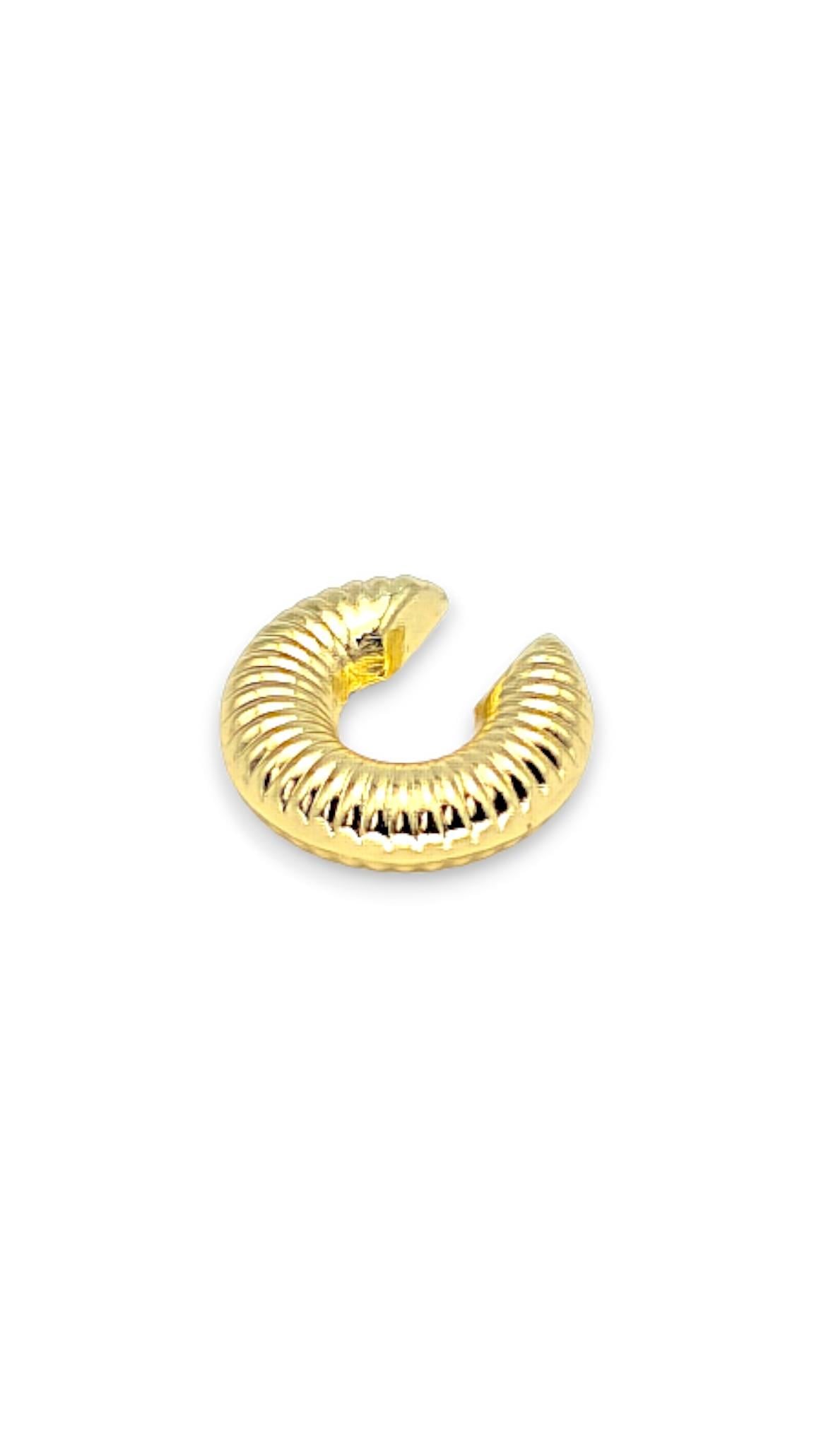 Tırtıklı Kalın Bombe 14K Gold Earcuff 