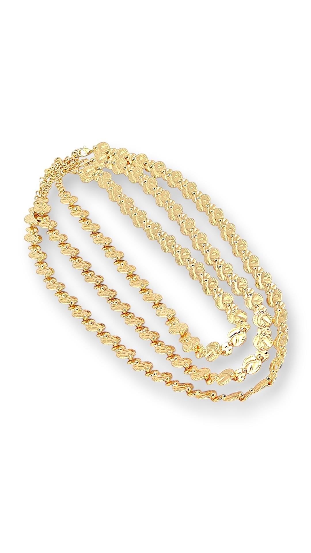 Üç Boy Gold Pul Plaka Kolye 83cm-76cm-68cm 