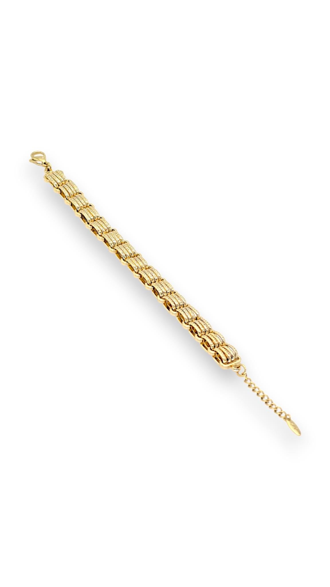 Üçlü Oval Zincir Bileklik 14K Gold 24cm