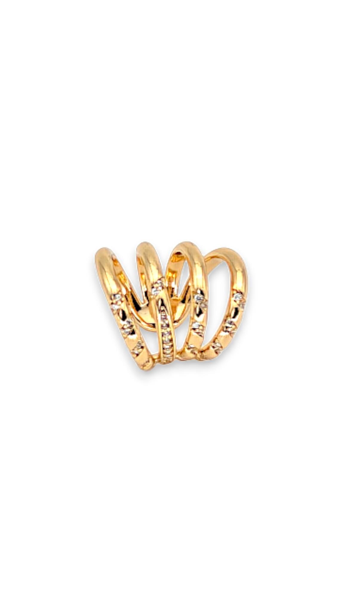 Yarı Kenarı Taşlı 4lü Gold Earcuff 