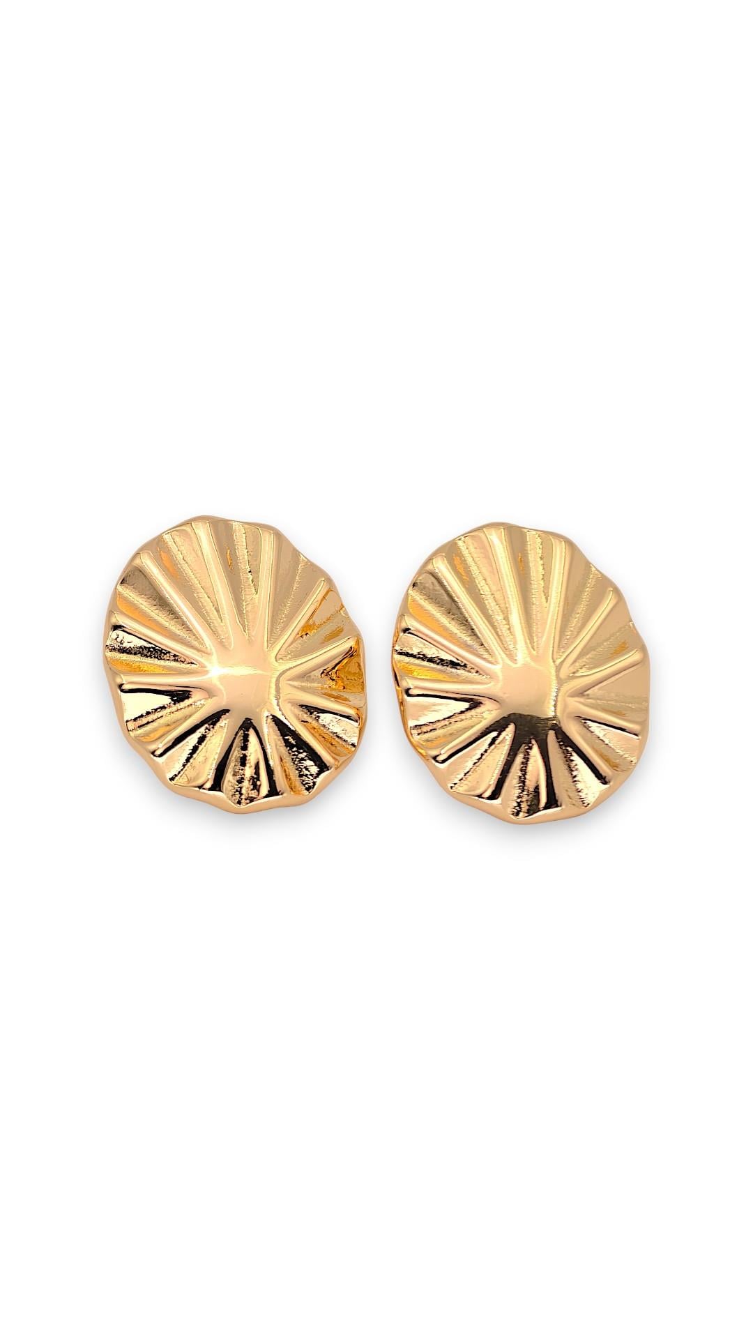 Yelpaze Plaka Gold Küpe 