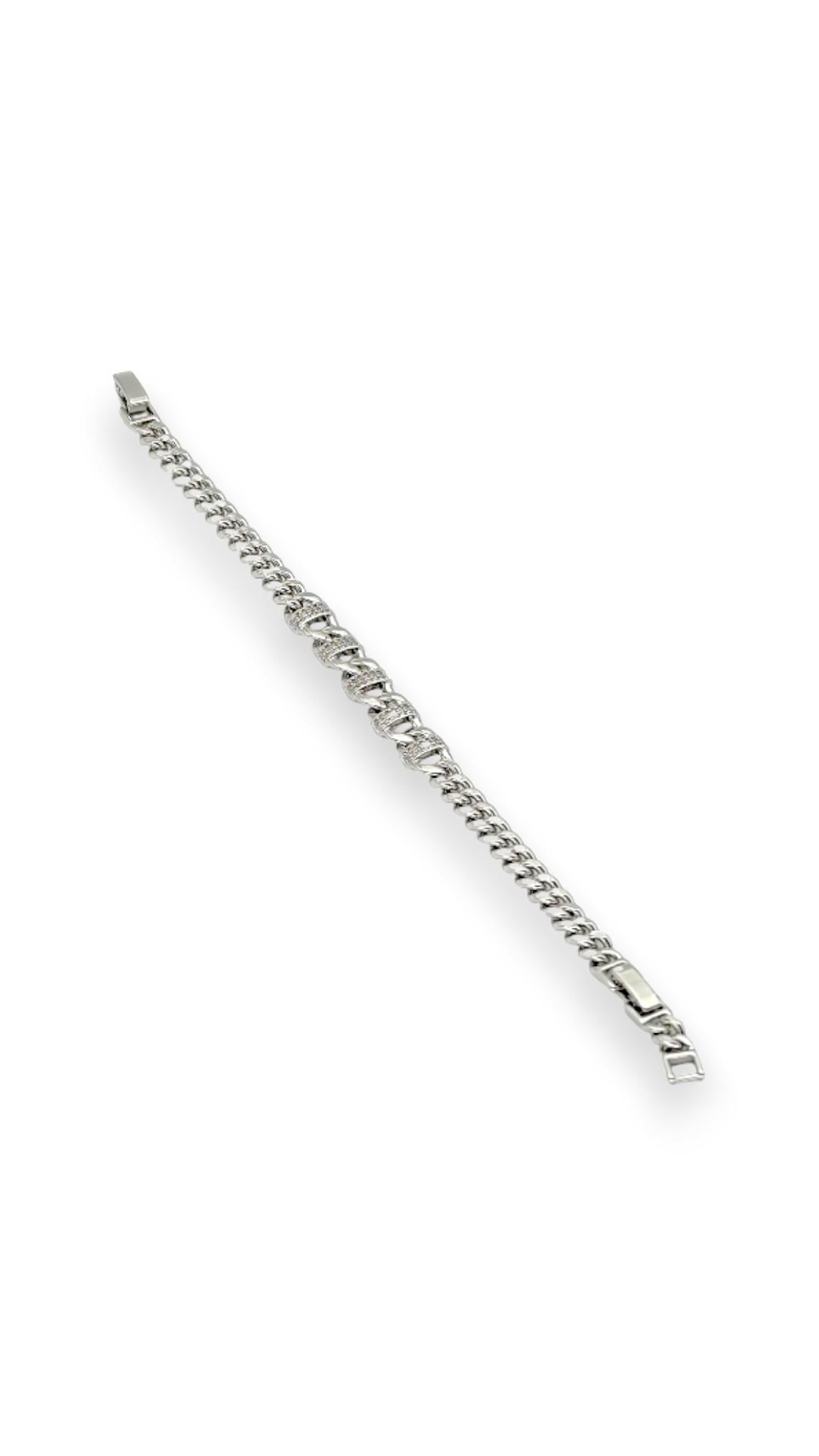 Zincir detay ortası 5 taşlı silver 20 cm bileklik