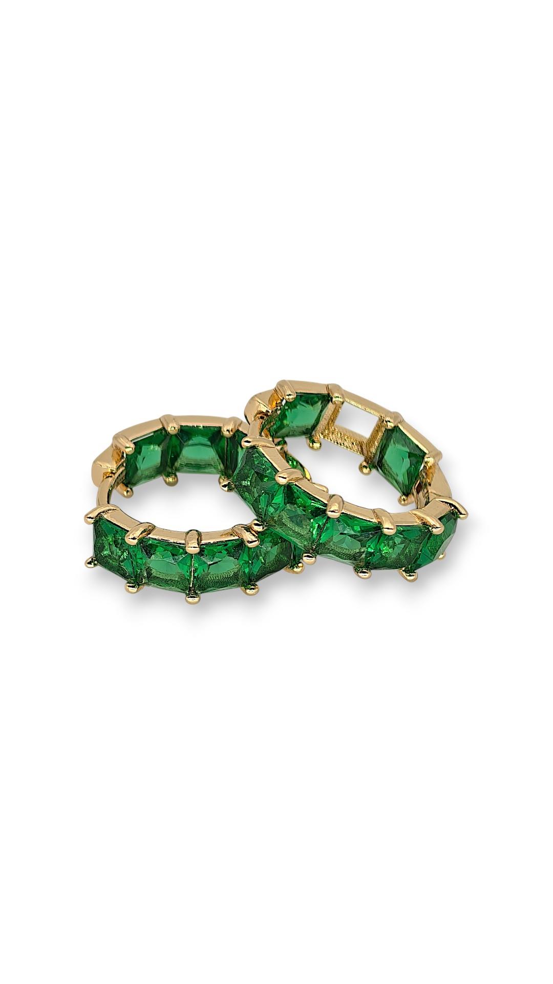 Zümrüt Yeşil Taşlı Halka Küpe Gold 1.5cm 