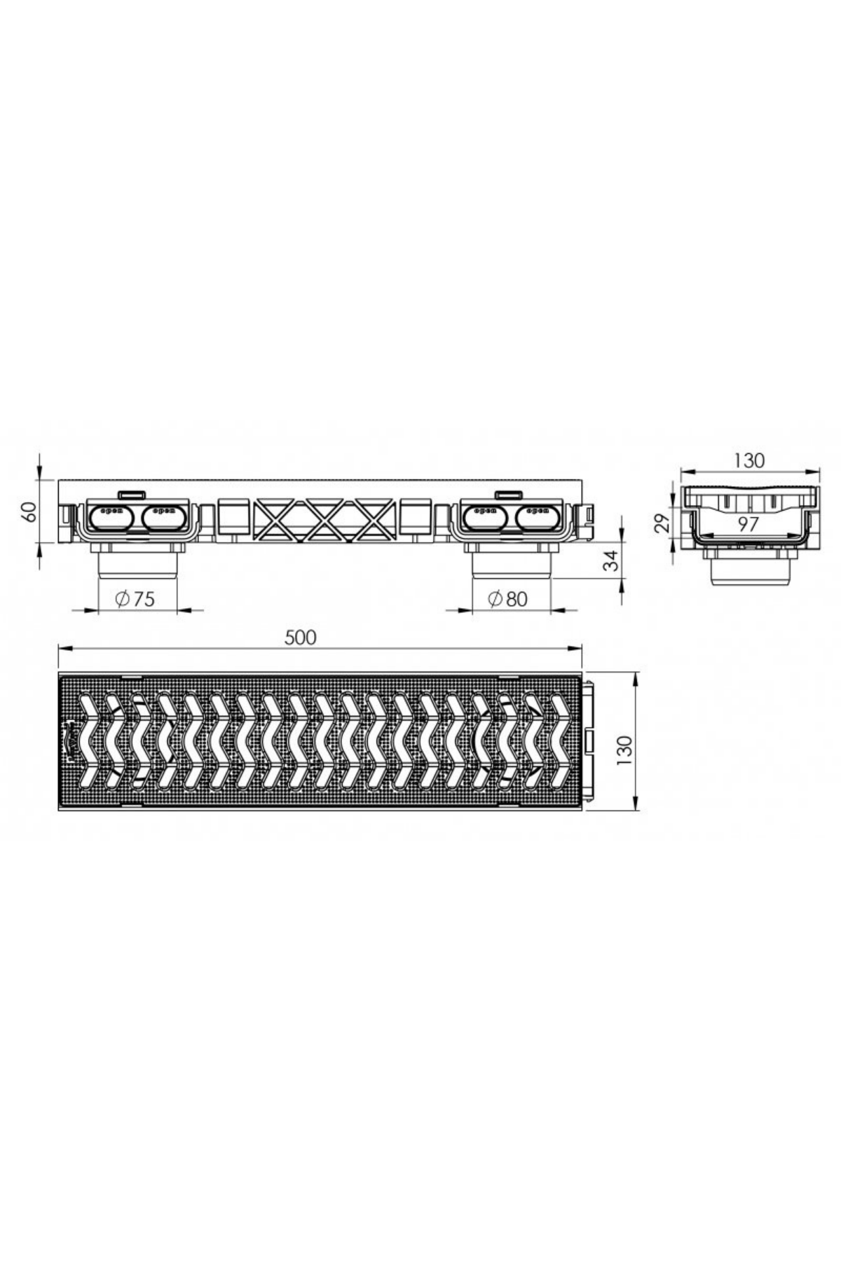 PLS130X60X500 MM DRENAJ KANALI + IZGARA