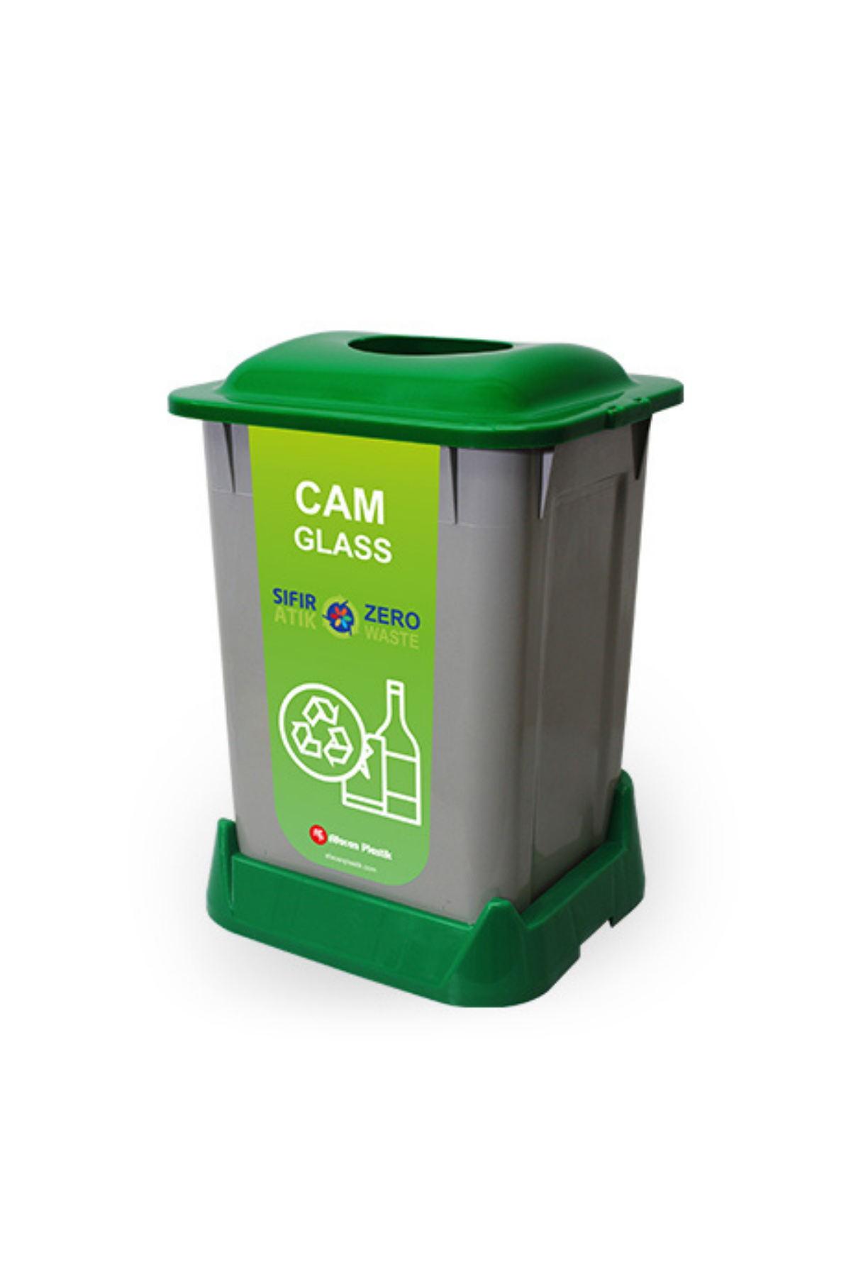 A FORM SIFIR ATIK KOVASI 50 LT.NATUREL YEŞİL-CAM ATIK