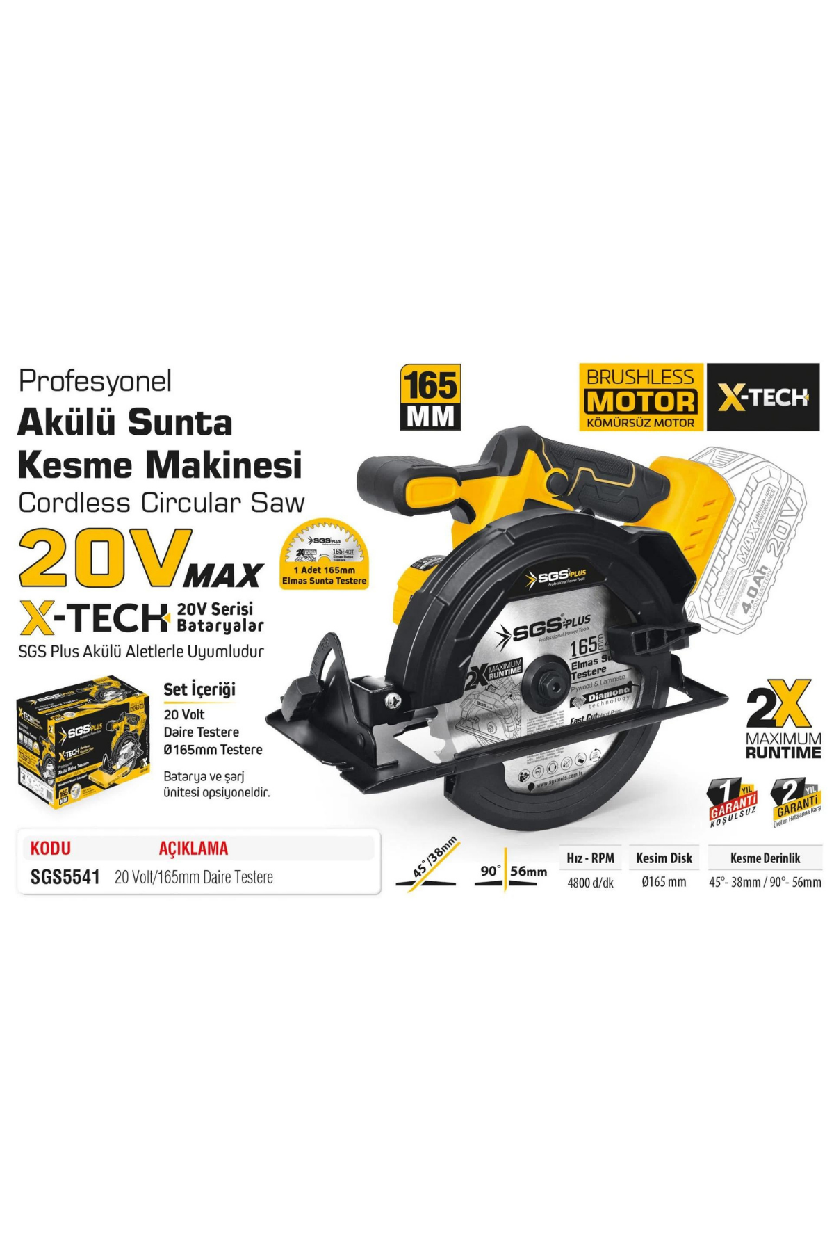 AKÜLÜ SUNTA KESME MAKİNESİ SETİ 165 MM 1*4.0 AH (KÖMÜRSÜZ MOTOR )