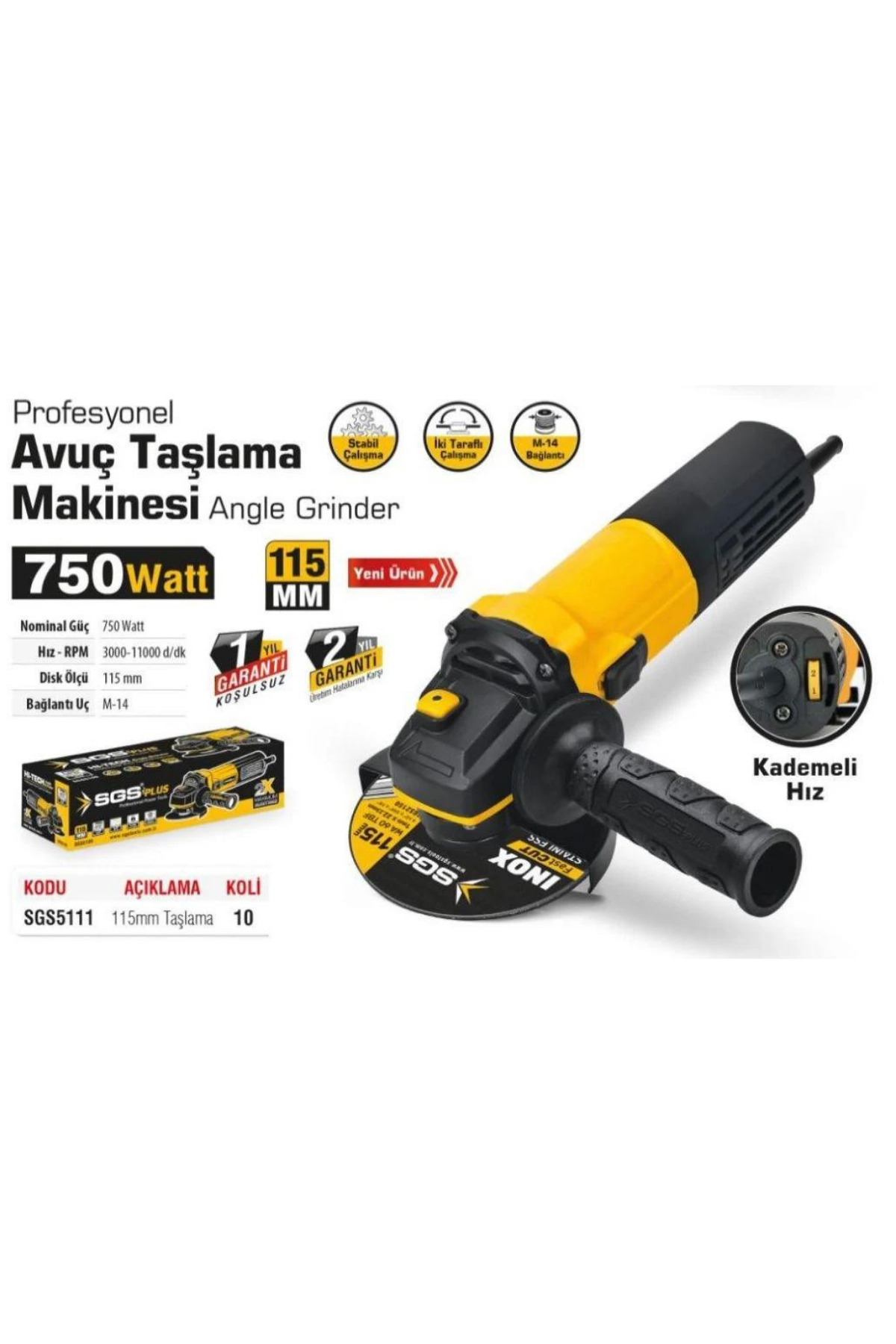 AVUÇ TAŞLAMA 750 WATT (115MM)
