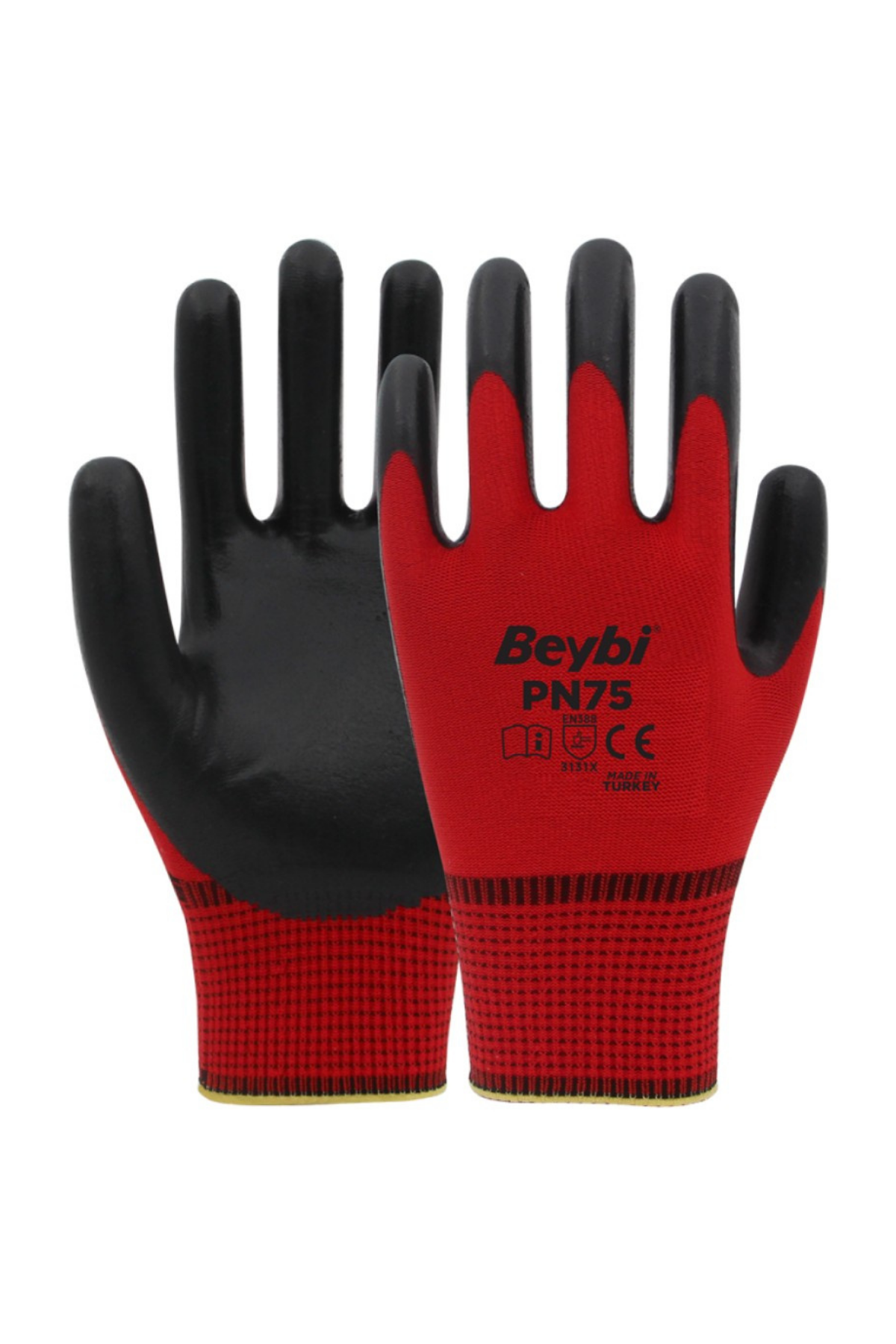 BEYBİ KIRMIZI-SİYAH NİTRİL ELDİVEN PN-75 NO:9