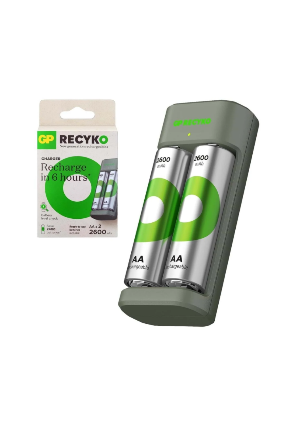 GP RECYKO 2 Lİ ŞARJLI KALEM PİL (AAX2 & 2600MAH)