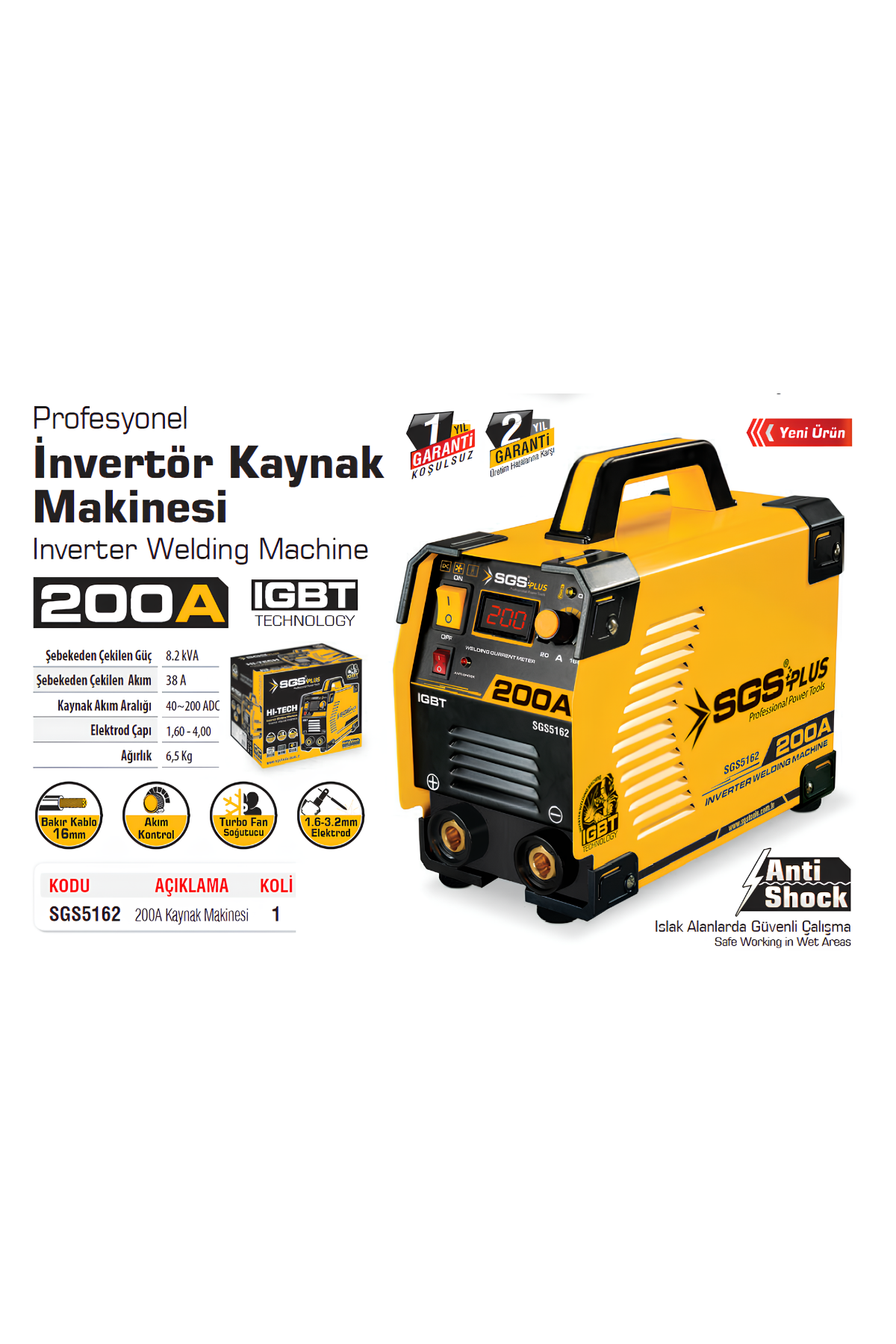 SGS İNVERTÖR KAYNAK MAKİNESİ 200 AMPER