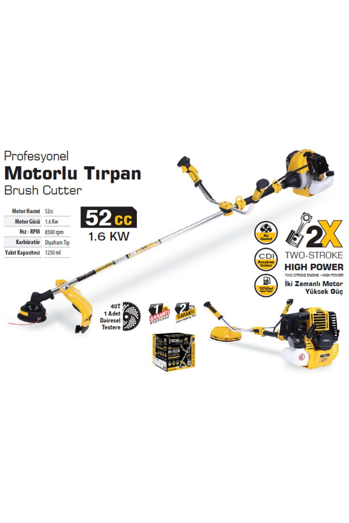 MOTORLU TIRPAN 52 CC 1.6 KW
