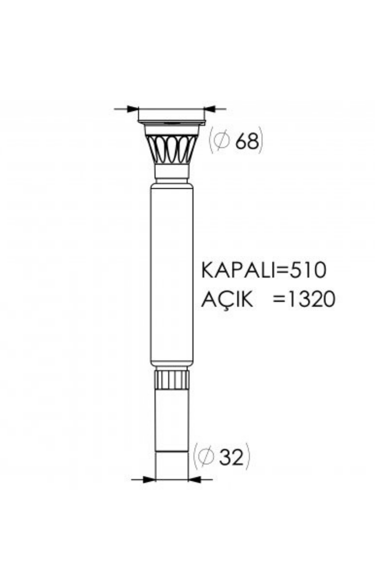 PLS UZUN KÖRÜKLÜ SIFON STANDART Ø32X70MM