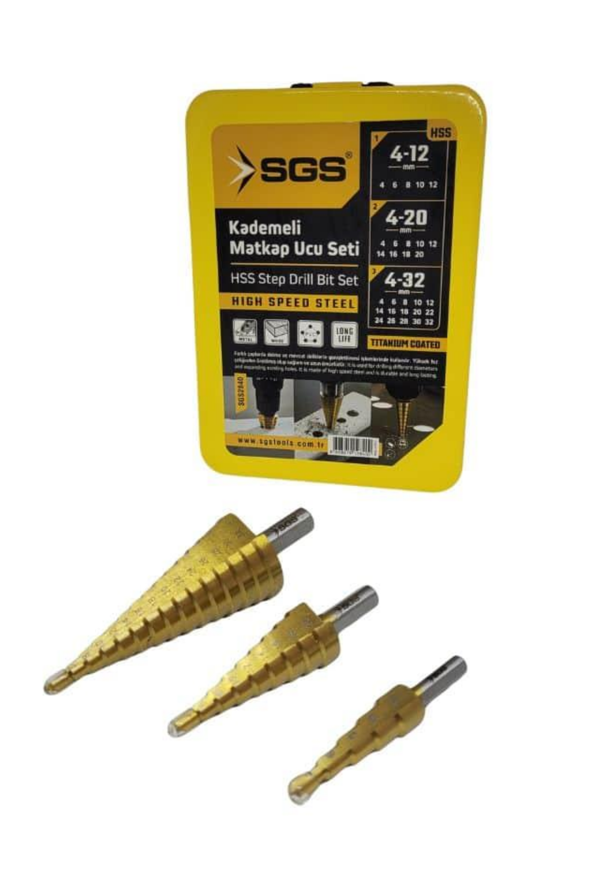 SGS HSS KADEMELİ MATKAP UCU SETİ (4-12 / 4-20 / 4-32 MM)