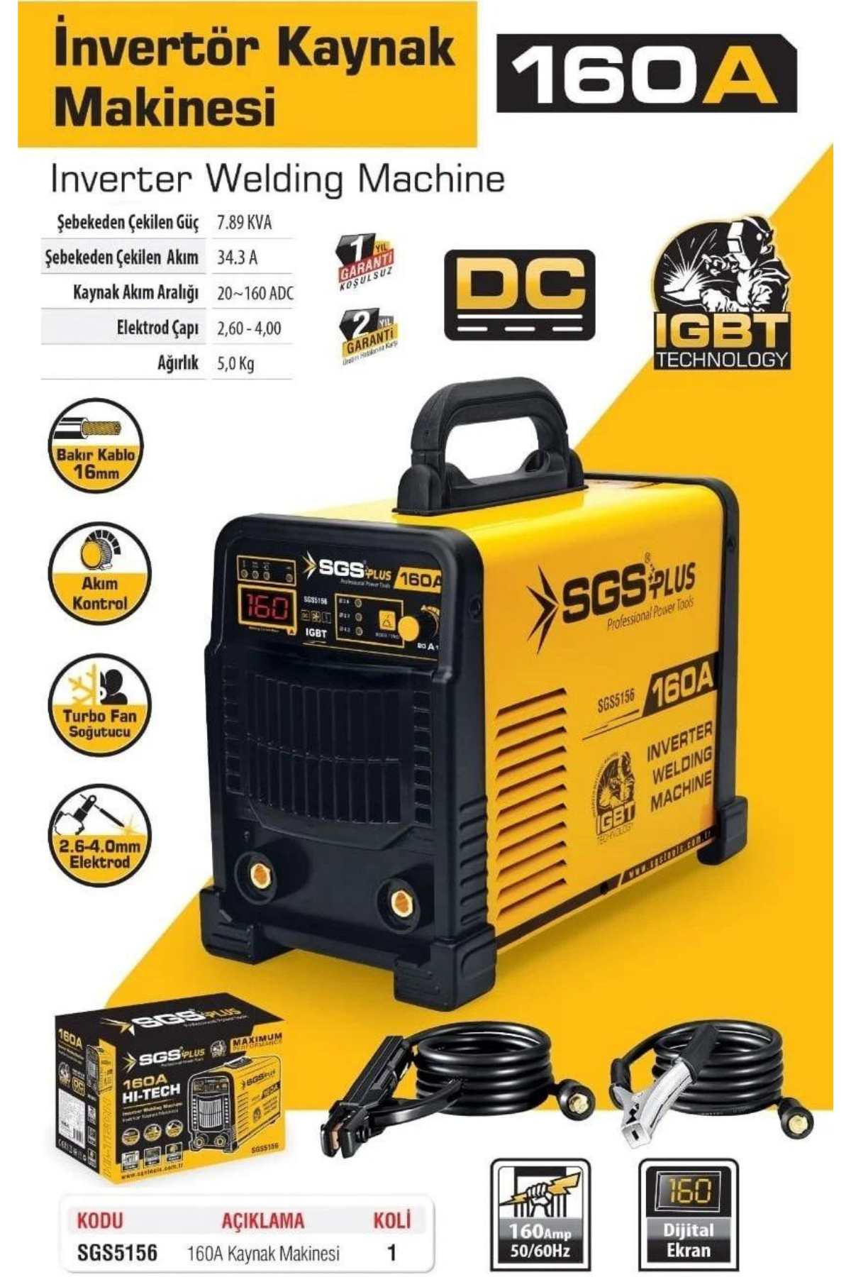 SGS İNVERTÖR KAYNAK MAKİNESİ 160 AMPER