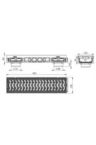 PLS130X60X500 MM DRENAJ KANALI + IZGARA