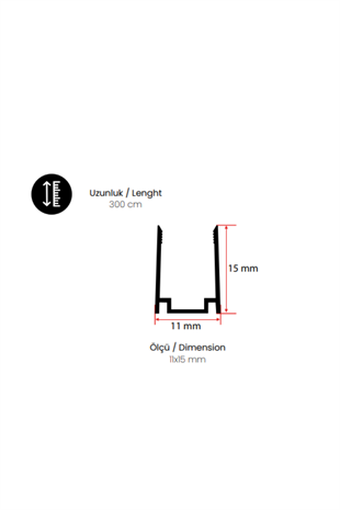 ALÜMİNYUM NEON LED KANAL PROFİLİ (11X15  CM & BOY=3 METRE)