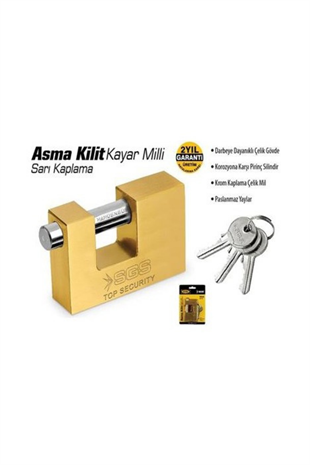 ASMA KİLİT KAYAR MİLLİ SARI KAPLAMA 70MM