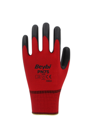BEYBİ KIRMIZI-SİYAH NİTRİL ELDİVEN PN-75 NO:9