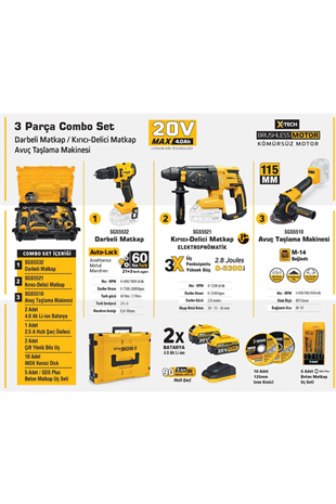 COMBO SET 3 PARÇA (DARBELİ MATKAP&KIRICI-DELİCİ MATKAP&AVUÇ TAŞLAMA)