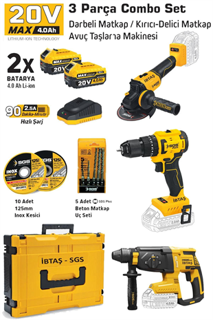 COMBO SET 3 PARÇA (DARBELİ MATKAP&KIRICI-DELİCİ MATKAP&AVUÇ TAŞLAMA)