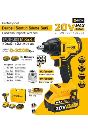 DARBELİ SOMUN SIKMA SETİ  20 VOLT (4.0Ah)