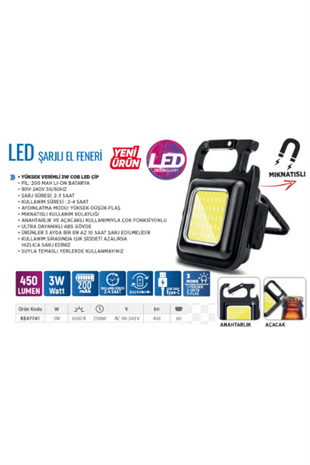 KLAUS KAPAK AÇACAKLI LED ANAHTARLIK (3 W &200 MAH)