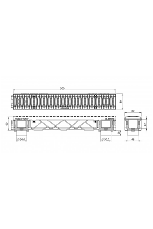 PLS 80X65X500 MM DRENAJ KANALI IZGARA