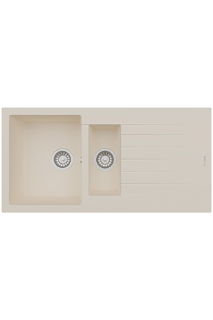 REALSTONE KREM  P05 TROYA 100  1000X500 1.5 GÖZ DAMLALIKLI GRANİT EVİYE