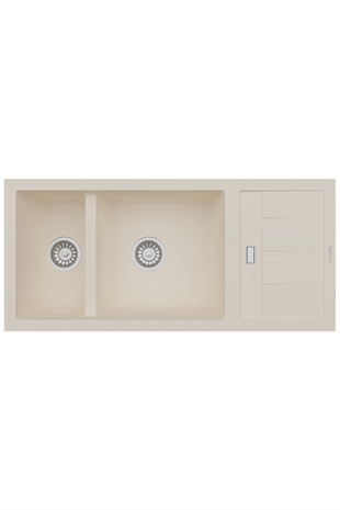 REALSTONE  P24 ARTEMİS KREM 1000X460 1.5 GÖZ DAMLALIKLI GRANİT EVİYE