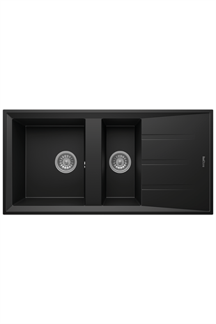 REALSTONE SİYAH P13 SALDA 100 1000X500 1.5 GÖZ DAMLALIKLI GRANİT EVİYE