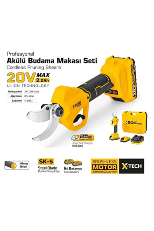 SGS AKÜLÜ BUDAMA MAKASI 20 V (KÖMÜRSÜZ MOTOR )