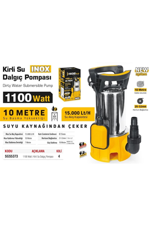 SGS KİRLİ SU DALGIÇ POMPASI 1100 WATT INOX