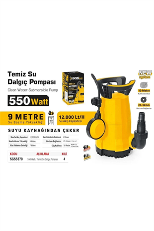 TEMİZ SU DALGIÇ POMPASI 550 WATT