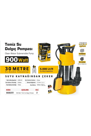 TEMİZ  SU DALGIÇ POMPASI 900 WATT ( 30 METRE )