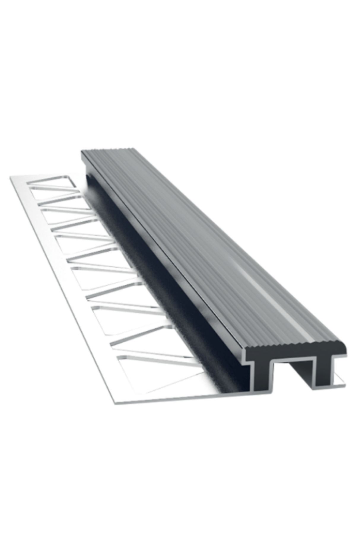 10 MM LASTİKLİ MERDİVEN BASAMAK PROFİLİ GRİ