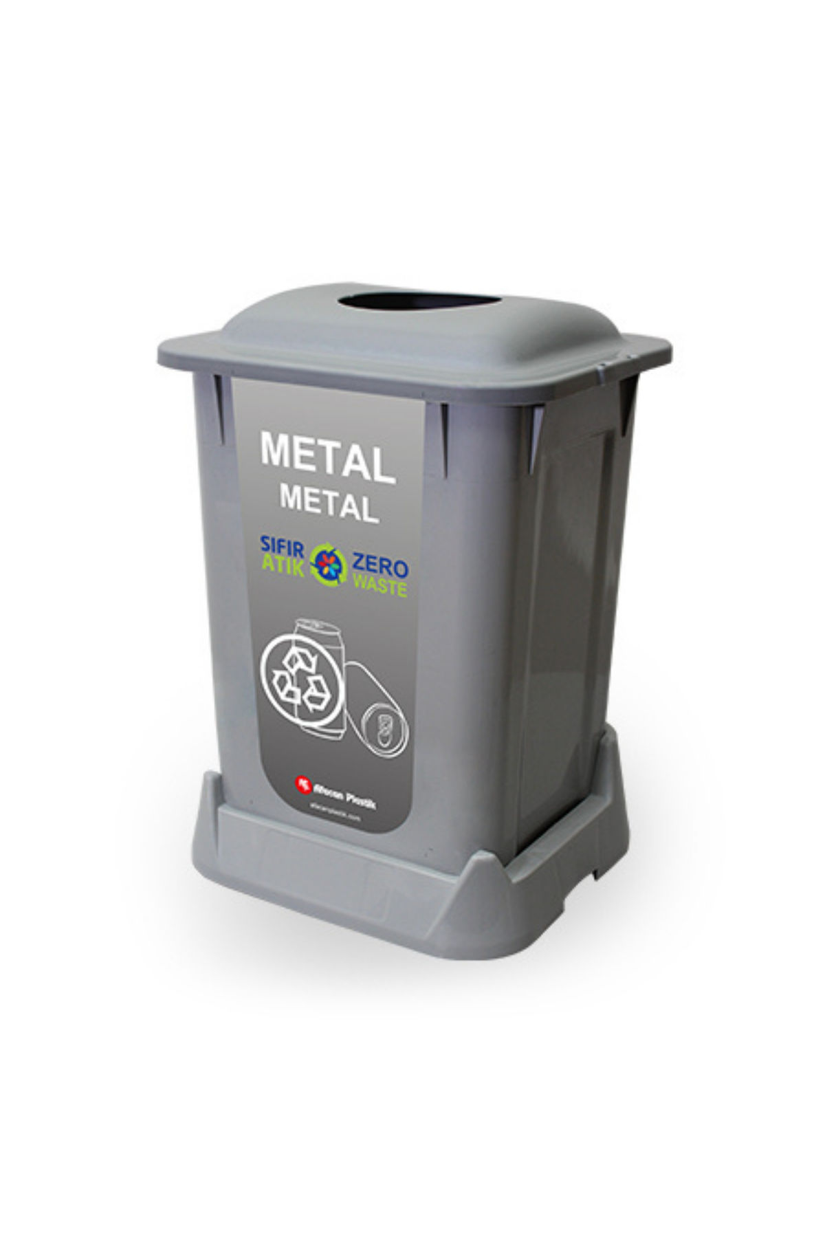 A FORM SIFIR ATIK KOVASI 50 LT.NATUREL GRİ-METAL ATIK