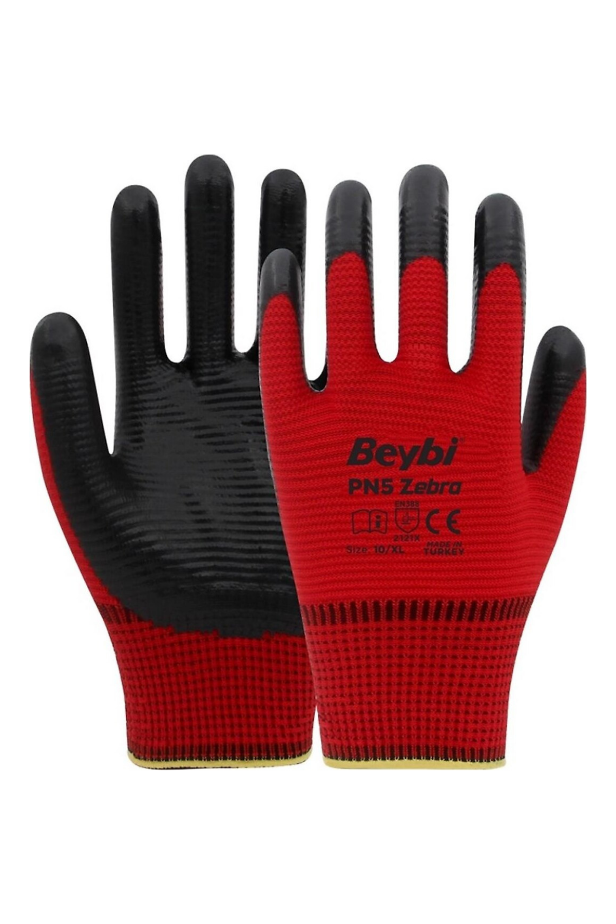 BEYBİ KIRMIZI-SİYAH ELDİVEN NİTRİL PN-5 ZEBRA NO:10