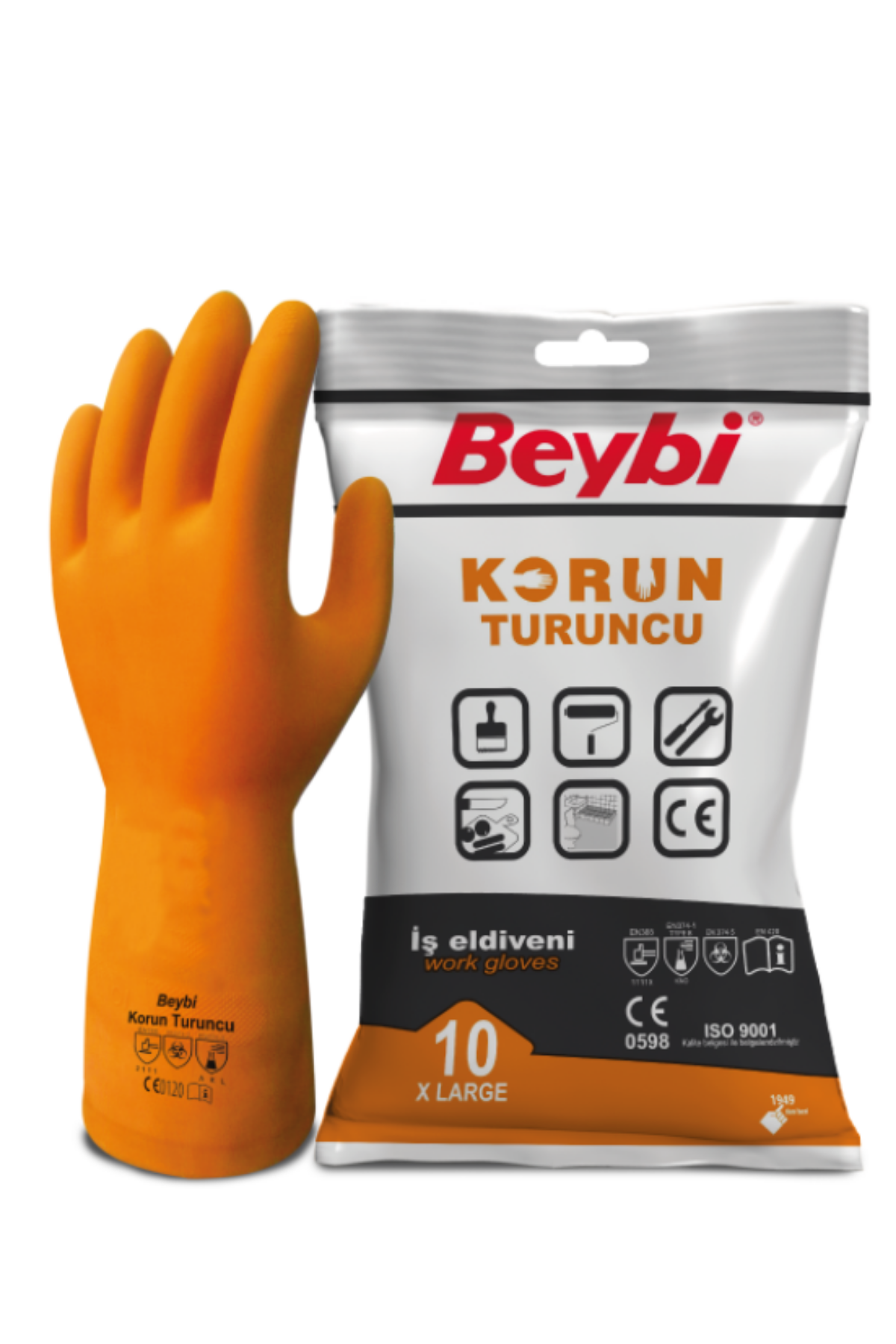BEYBİ KORUN TURUNCU LASTİK ELDİVEN NO=10