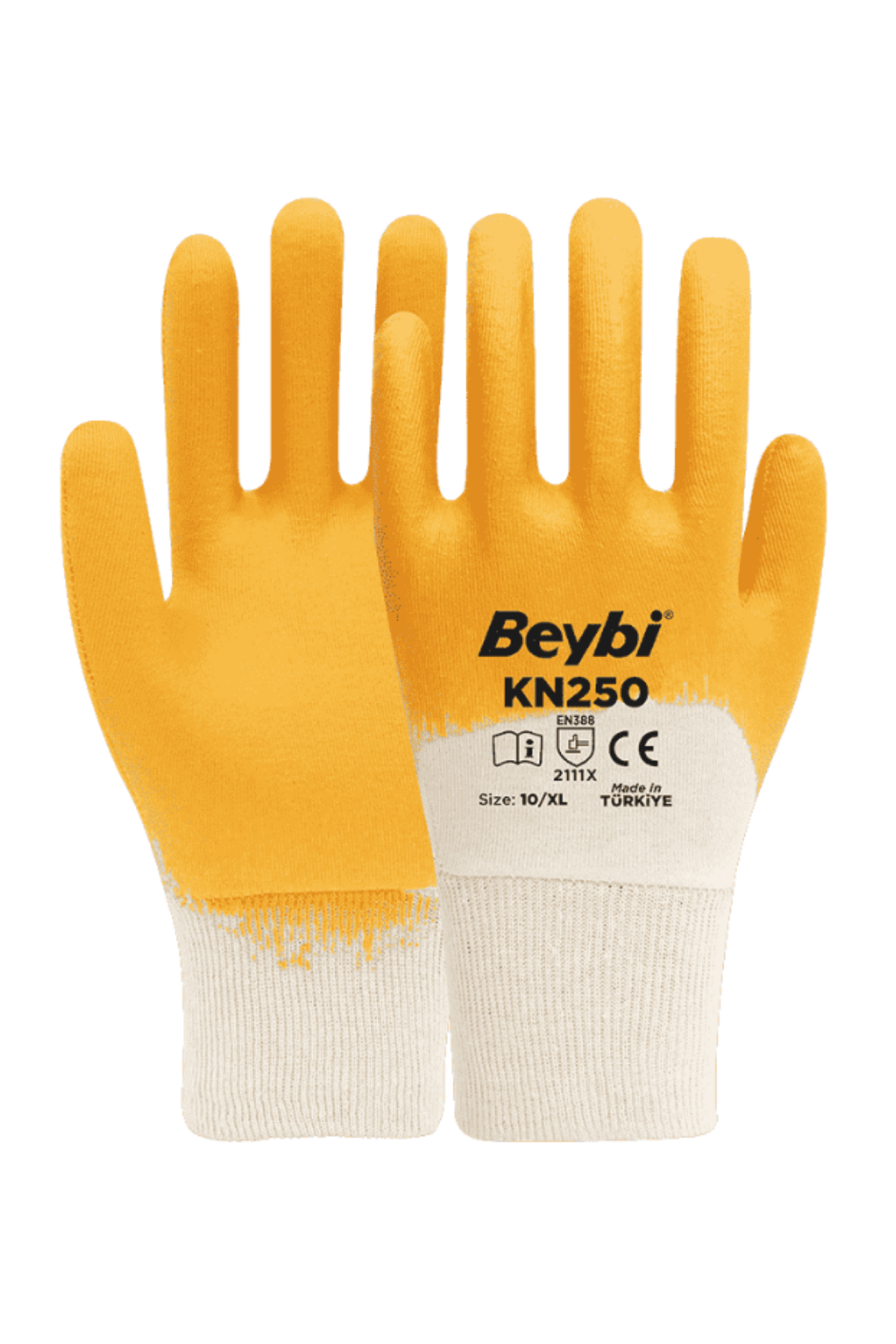 BEYBİ SARI-BEYAZ NİTRİL ELDİVEN KN-250 NO:10