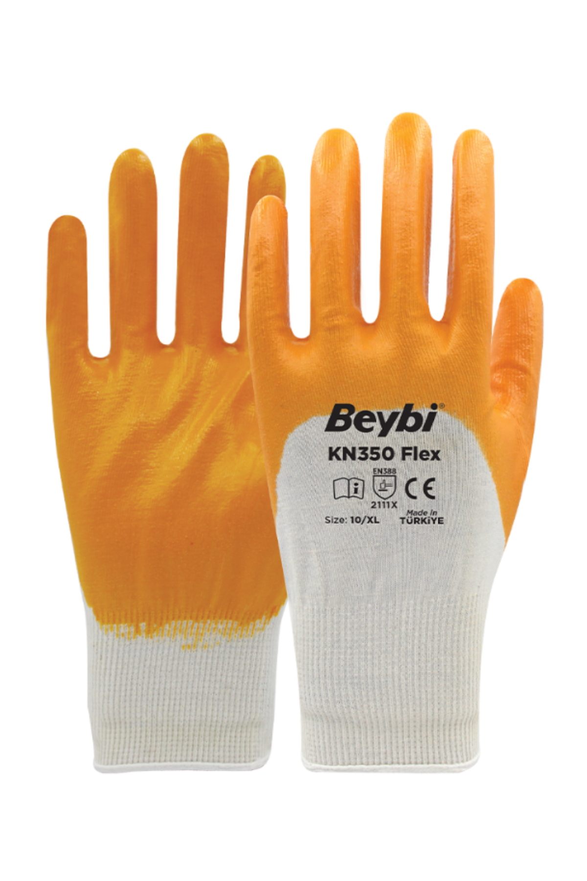 BEYBİ SARI-BEYAZ NİTRİL ELDİVEN KN-350 FLEX NO:10