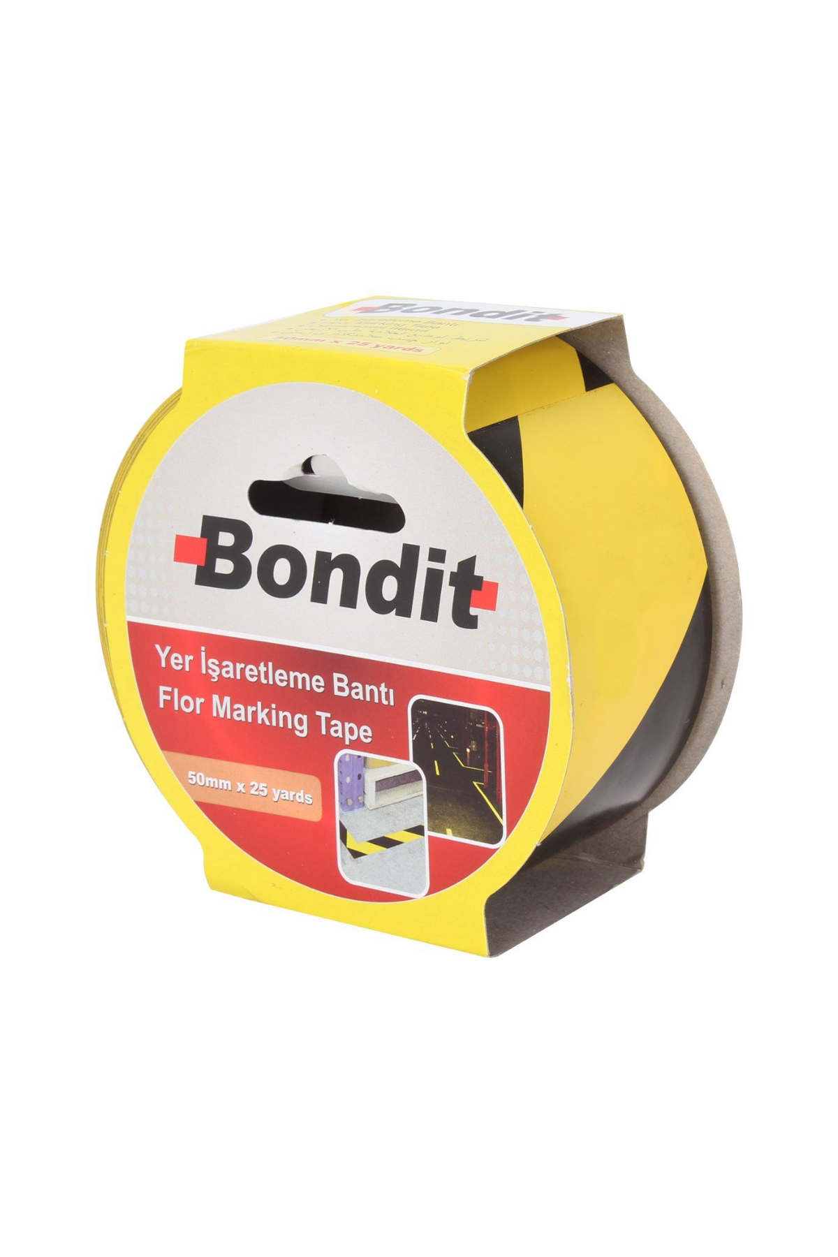 BONDIT SARI-SİYAH YER İŞARETLEME BANDI (50 MM)