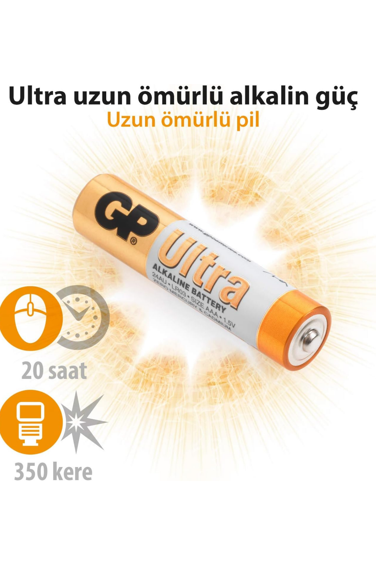GP ULTRA ŞARJLI 15AU-2 VES12 ALKALİN KALEM PİL