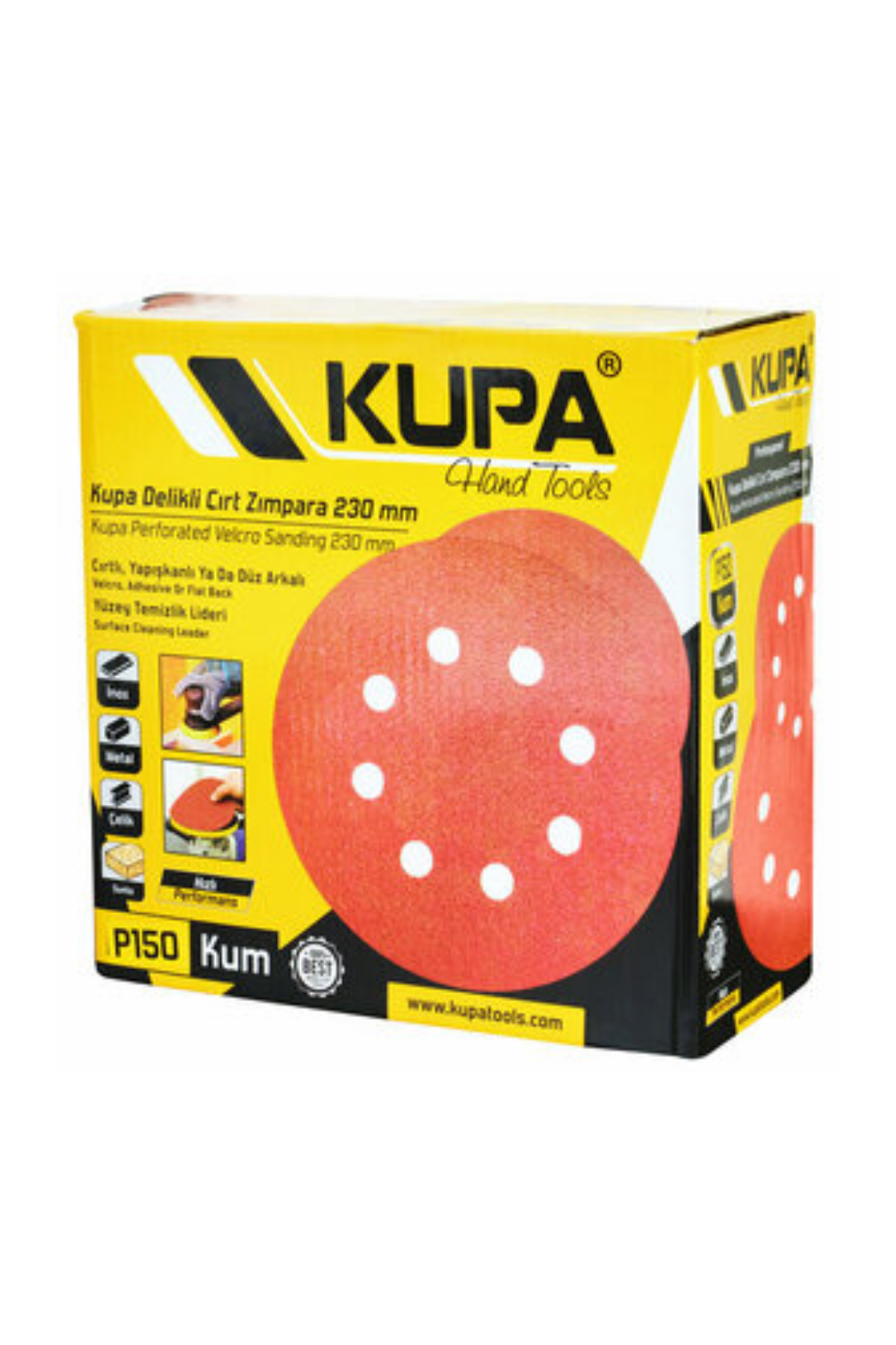 KUPA DELİKLİ CIRT ZIMPARA 230 MM X150 KUM